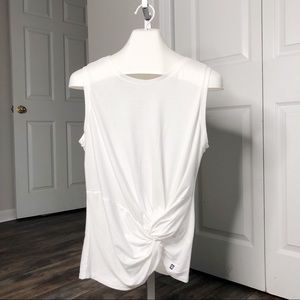 Fabletics white twist tee, athletic top, Size M